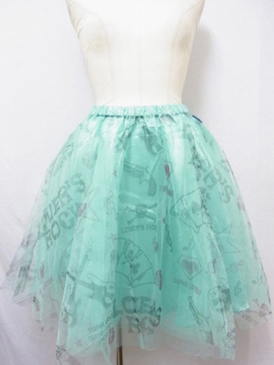 Playing Card Motif Knee-Length Tulle Skirt / SUPER LOVERS