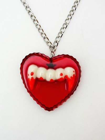 Heart Shape Vampire Fang Necklace / Broken Doll