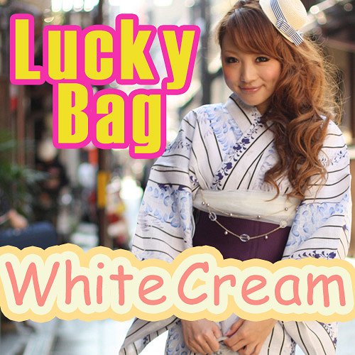 Yukata (White cream), Obi Belt, and Geta Sandals / Clothing